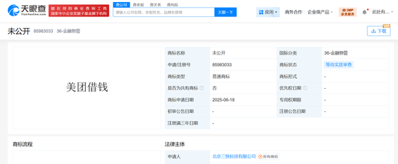 美团拓展金融服务版图 申请注册“美团借钱”商标与旅客票务代理业务深化布局